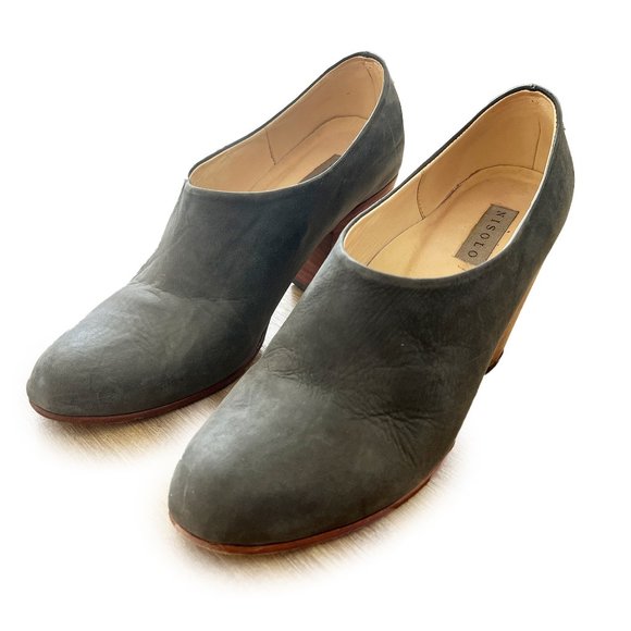 Nisolo Austin Mule Bootie Smoke Black Leather Stacked Heel Boot Size 8.5 - Picture 2 of 5